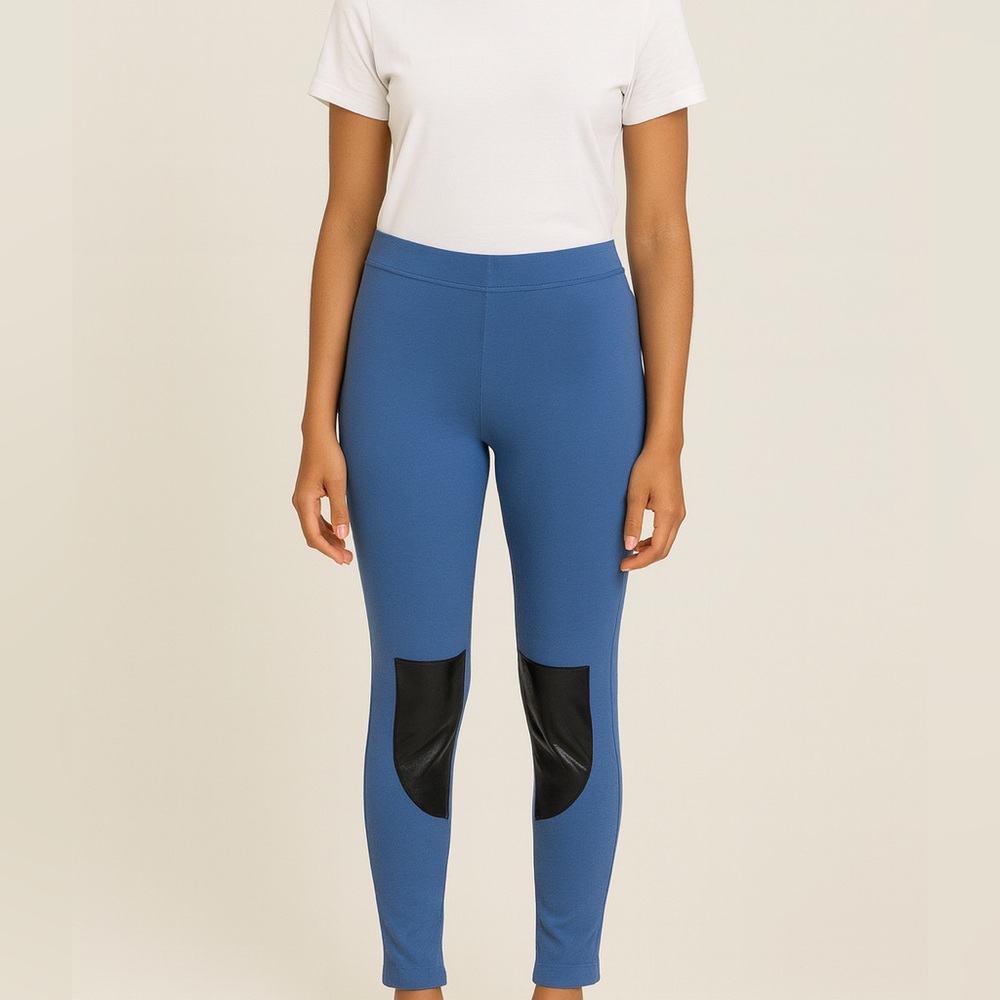 Victoria’s Secret leggings blue with vegan leather size small regular length